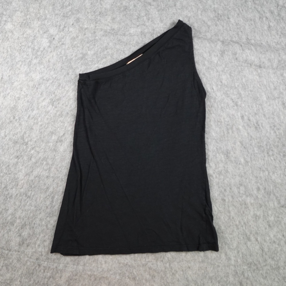 Elizabeth and James Top Women Extra Small Black One Shoulder Cotton Asymmetrical